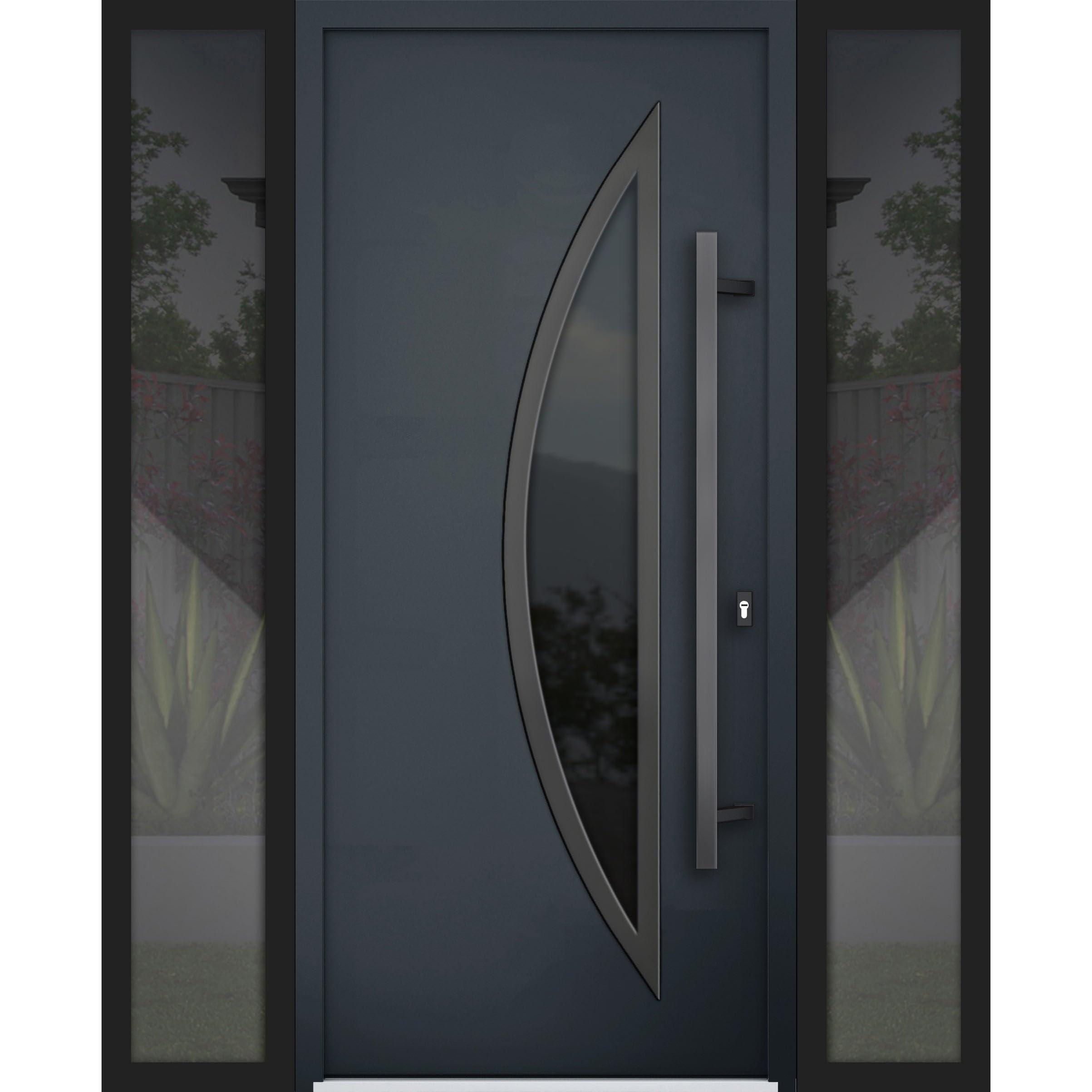VDOMDOORS Front Exterior Prehung Steel Door/Deux 6501 Anthracite